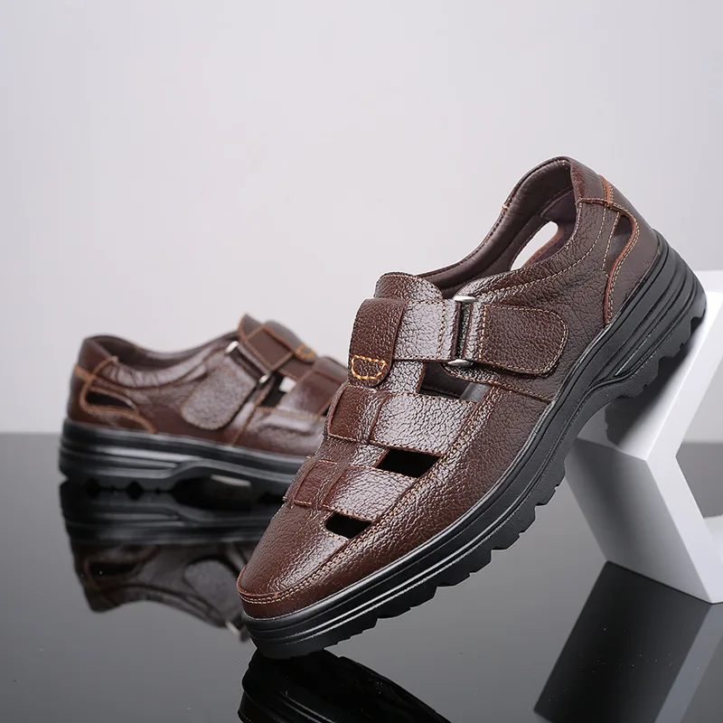 Classic Men Soft Sandals Comfortable Men Summer Shoes Leather Sandals Big Size 48 Sandals Men Roman Breathable Men Casual Shoes