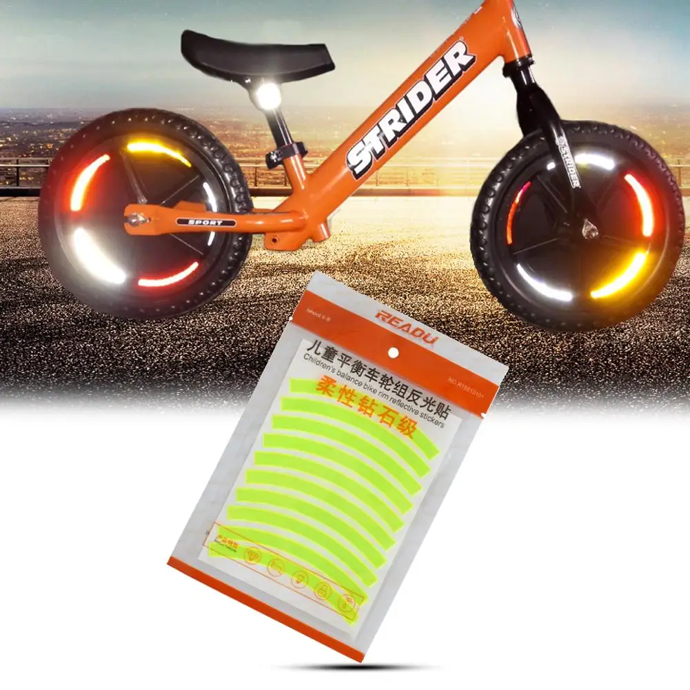 Bike Reflective Stickers Wheel Decals Reflective Tape Safety Strips Bicycle Wheel Stickers For Children Balance Bike Accessories image 3