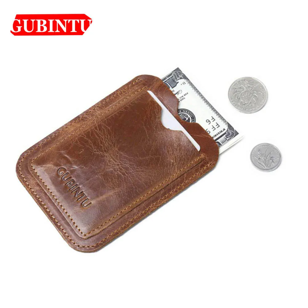 GUBINTU Geniune Leather Card Wallet Simple Design ID Card Holder Passcard Pocket Classic High Quality Brand Male wallet