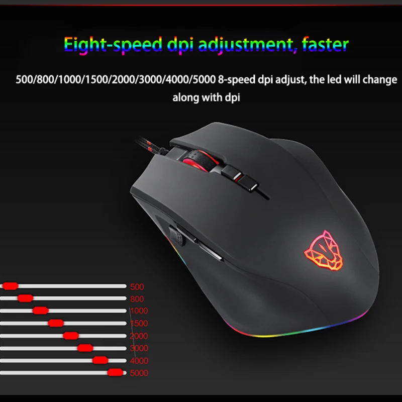 Imagem -04 - Motovelocidade V80 Rgb Profissional Gamer Mouse 5000 Dpi Usb Computador com Fio Óptico Ratos Retroiluminado Respiração Led para Computador Portátil