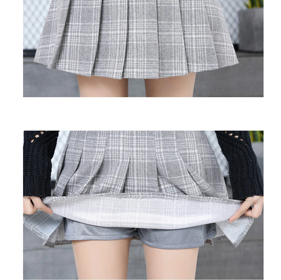 Sanishroly Spring Women Woolen Skirts High Waist Plaid Skirt Japanese Student A-Line Pleated Skirt Mini Saia Plus Size 3XL SE418