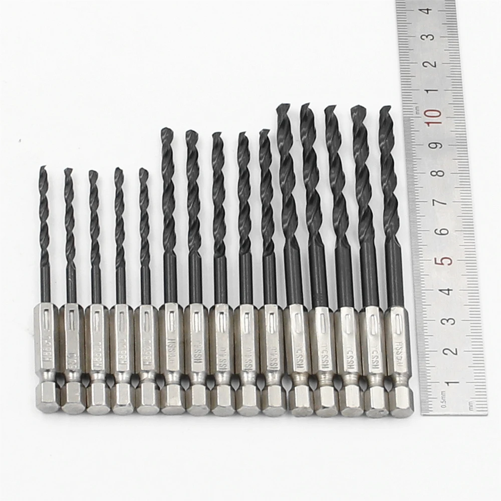Khoan Sắt HSS 15Pcs Đen Xoắn Bộ Mũi Khoan Thấy Bộ Thép Nitrua 1/4 Chuôi Lục Giác 3Mm 4Mm 5mm Máy Khoan Tiều Phu Tự Làm Dụng Cụ