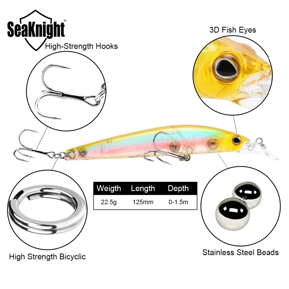 Seaknight SK023 Fishing Lure 1 PC Floating Minnow Lure 22.5g 125mm 0-1.5M Minnow 5 Colors Salt Water / Fresh Water BASS Baits