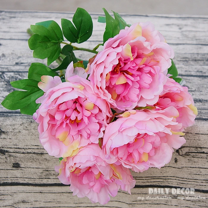 1 Bouquet ! 5 heads Artificial Peony Silk Flowers artificial peony bouquet fake peony wedding decorative flowers free shipping