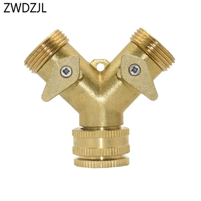 

G1/2 G3/4 garden tap water splitter copper 2 way tap Irrigation valve brass Hose Pipe Splitter 2 Way Quick connector 1pcs