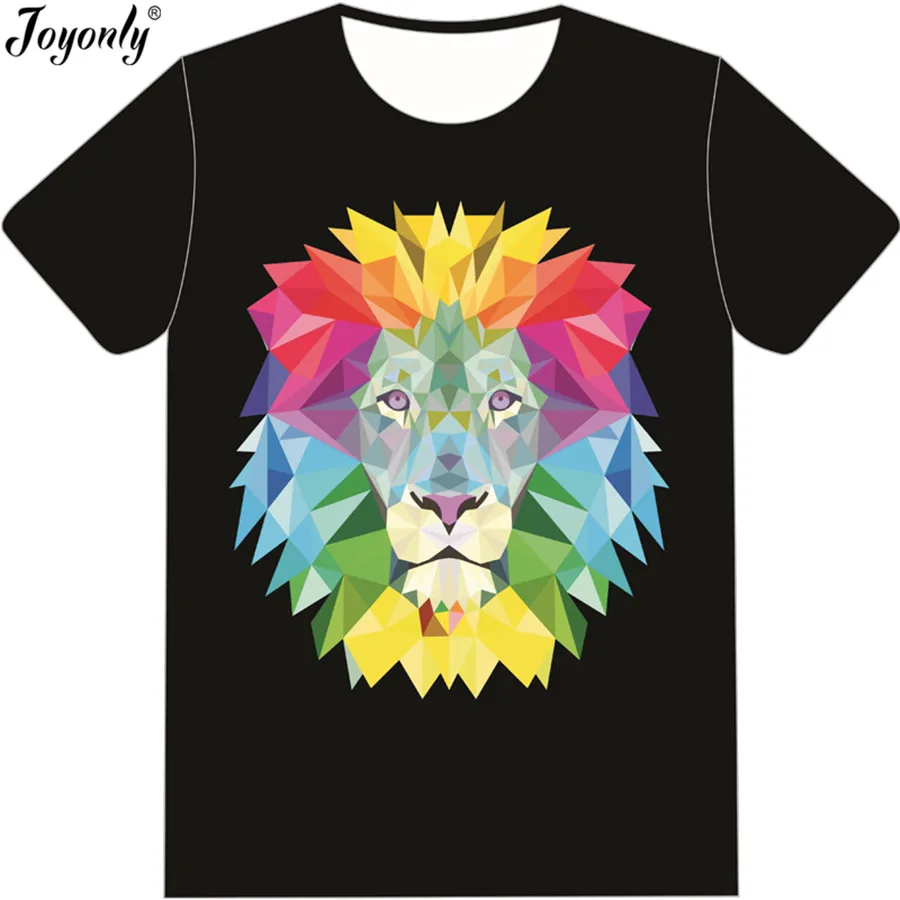 

Joyonly 2019 Summer Boys Girls Harajuku Style Black T-shirt Animal Lion Colorful Box Print T shirt Children Fashion Tees Tops