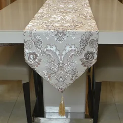 Corredores de mesa elegantes de lujo bordados de tejido Jacquard posmoderno clásico chino, decoración del hogar, Bandera de mesa de cena, mismo tapete