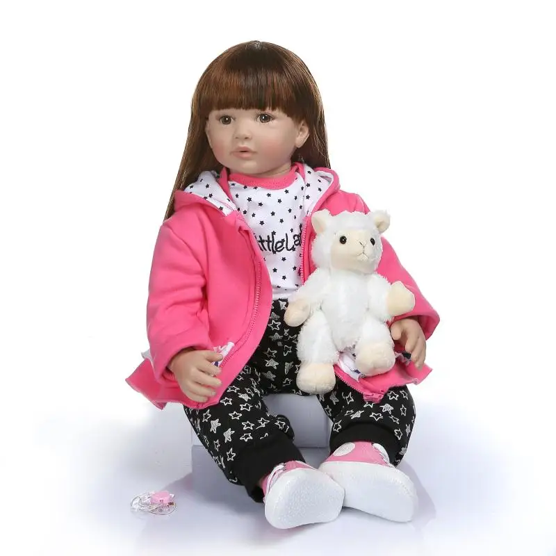 Gemelli da 24 pollici Baby Girl Doll con peluche Bambole Reborn da 60 cm Bambole in vinile morbido silicone Compagno di giochi per bambini Giocattoli per bambini Per bambini