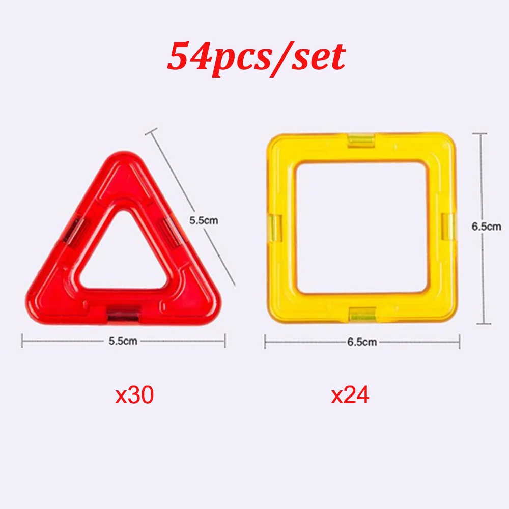 54pcs/set Big Size Magnetic Blocks Triangle Square Bricks Magnetic Designer Construction Toys For Kids Gift