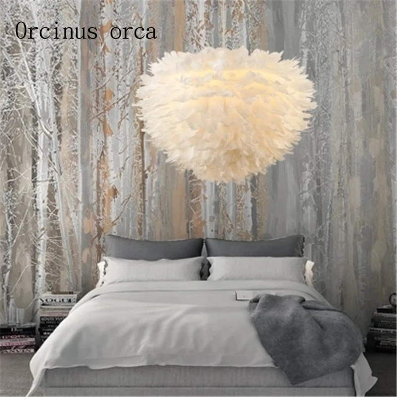 Nordic modern minimalist creative fantasy ceiling children's bedroom dining room library study room LED feather light