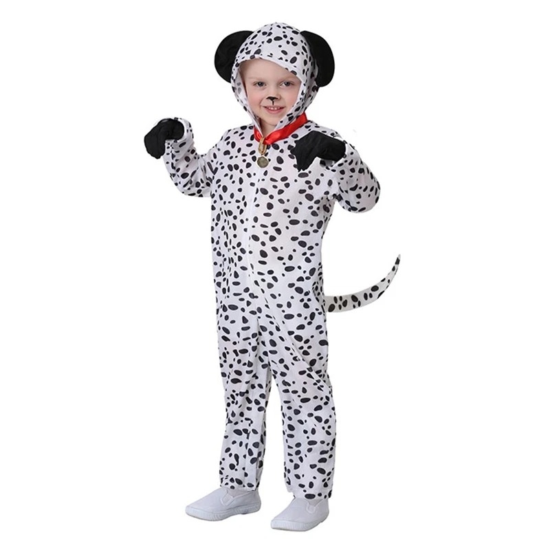 halloween Kids Boys Onesie Dalmatian Spotty Dog Cosplay Costume Black White Cute Animal Kigurumi Kids Jumpsuit Pajama for Adult