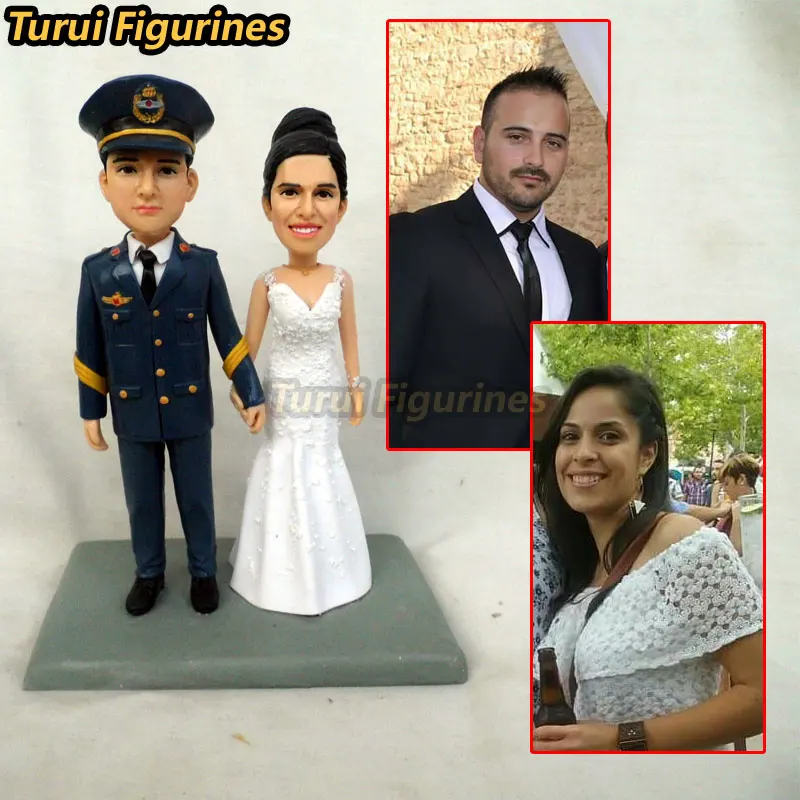 Turui Figurines policeman cop Wedding Cake Toppers Bride and Groom Couple In Tender Embrace Party Gift Grandfather grandpa gift