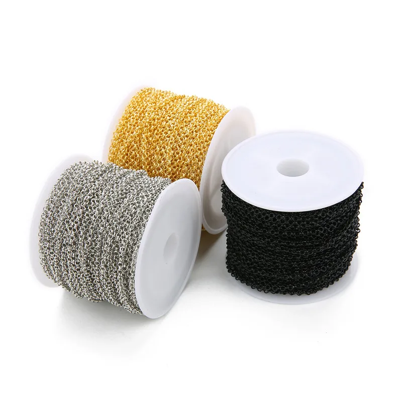 10 Yard 2/3mm Metall Eisen Rolo O Link Ketten Groß Kette Gold Farbe für Diy Armband Halsketten, die Entdeckungen Großhandel – Detail 5