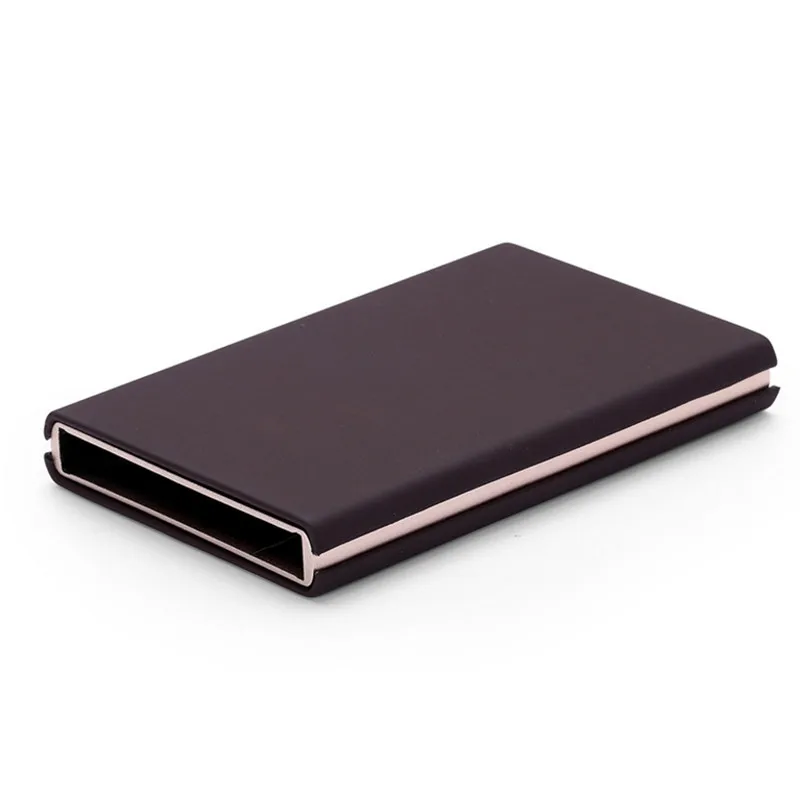 QOONG High Quality Men Women Metal Credit Card Holder Automatic Pop Up Card Sets Business Aluminum Card Wallet Passport Holder