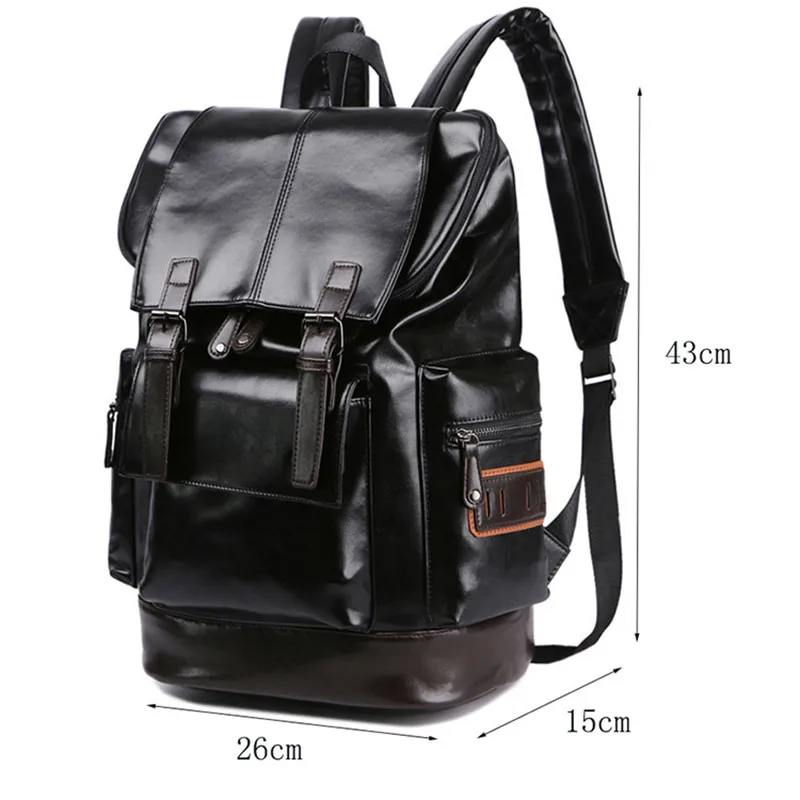 New Pu Leather Backpacks Fashion Vintage Notebook Laptop Backpack Male Large Capacity Backpacks for Men and Women Casual Bags