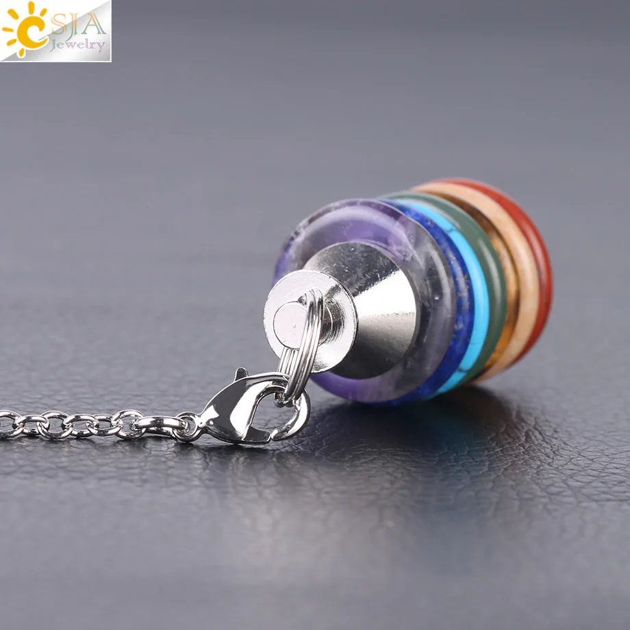 CSJA 7 Чакр маятник дюбузные маятники натуральный камень кулон колеса жизни драгоценные камни ювелирные маятники для мужчин женщин маятник F327