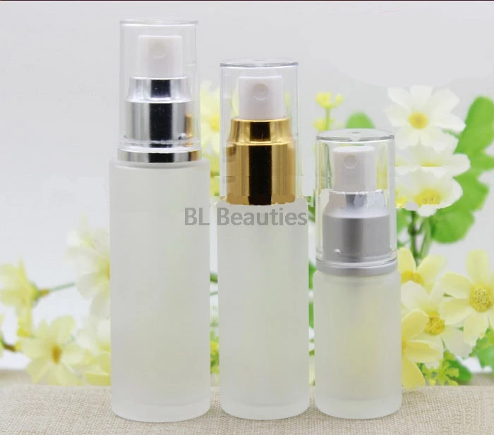 100pcs/lot 20ML 30ML 50ML Transparent Frosted Glass Bottle With Aluminum Cap Sprayer, Traveling Perfume Spray Bottles