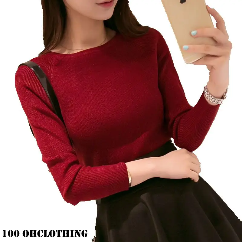 

OHCLOTHING Autumn Winter cashmere fashion sexy big o-neck women sweaters and pullover warm Long sleeve Knitted OH100