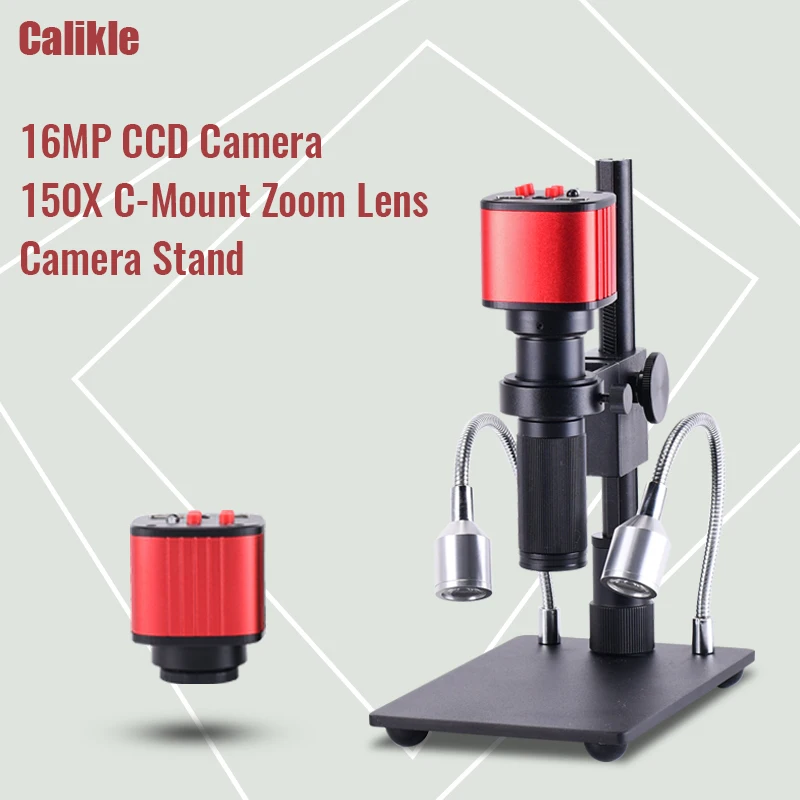 HDMI 16MP Industrial Digital Electronic Microscope Camera 150x C-Mount Zoom Lens Camera Stand  for Soldering