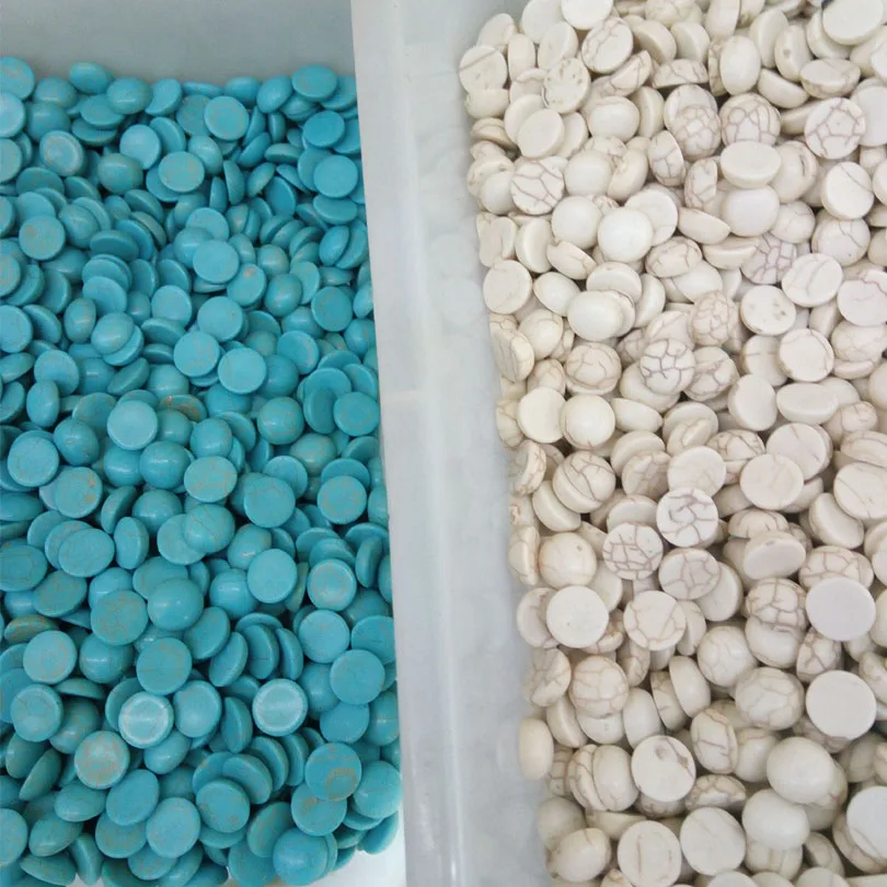 100pcs Semicircle Turquoises Beads Howlite Semi-precious Stone Dome Flat Back Cabochons Half Round 3/4/6/7/8mm