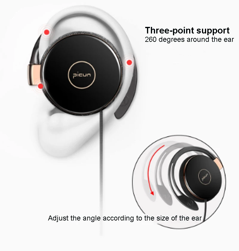 Picun L1 zaczep na ucho przewodowe słuchawki przewodowe sportowe słuchawki redukcja szumów mikrofon słuchawki HiFi obuuszny stereofoniczny zestaw słuchawkowy