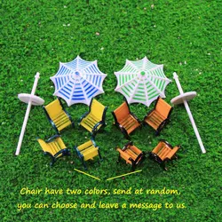 1Set Model Sun Umbrella With Chairs Set 1:100 1:150 Diorama Plastic  Architecture Making Materials For Building Scene Layout