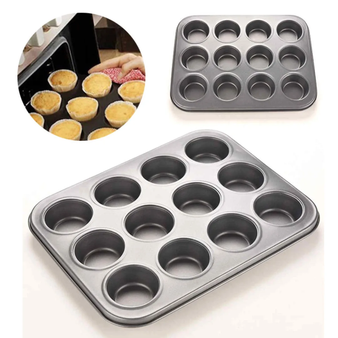 JX-LCLYL Nonstick Metal 12 Cups Muffin Cupcake Cake Bakeware Pan Tray Tin Mould Mold New