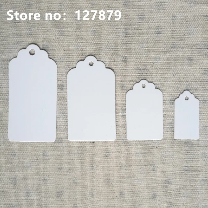 100pcs White Paperboard 7 sizes Packaging Hang Tags Wedding/Birthday Party Candy Boxes Price Tags for Flower/Cosmetics Labels