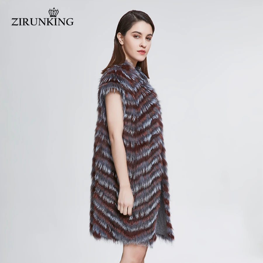 ZIRUNKING-سترة نسائية من فرو الثعلب الطبيعي ، معطف خريفي دافئ وخريفي بدون أكمام ، ZC1836