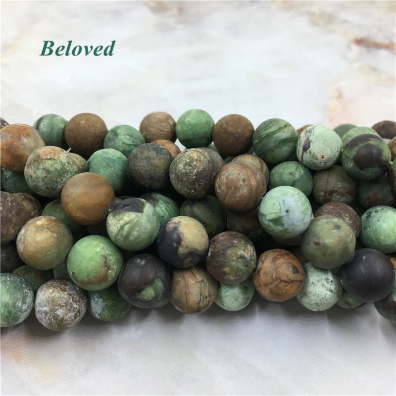 

Round Matte Green Opal Loose Beads,Frosted Raw Opal Quartz Gems Bead For Jewelry DIY 5Strands/lot, BG2312212