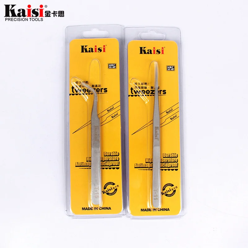 Kaisi 2Pcs Rvs Pincet Gebogen + Straight Wimper Pincet Voor Wimper Extensions