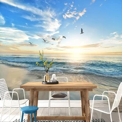 Individuelle Wand Tapete 3D Meer Landschaft Sunset Foto Wand Papier Für Wände 3 D Wohnzimmer Esszimmer Hintergrund Wand decor