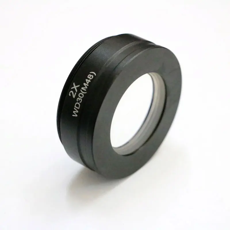 0.5X 1X 1.5X 2X Barlow Auxiliary Microscope Objective Lens Thread 48mm Mount Digital Stereo Microscope Lens for Changing View