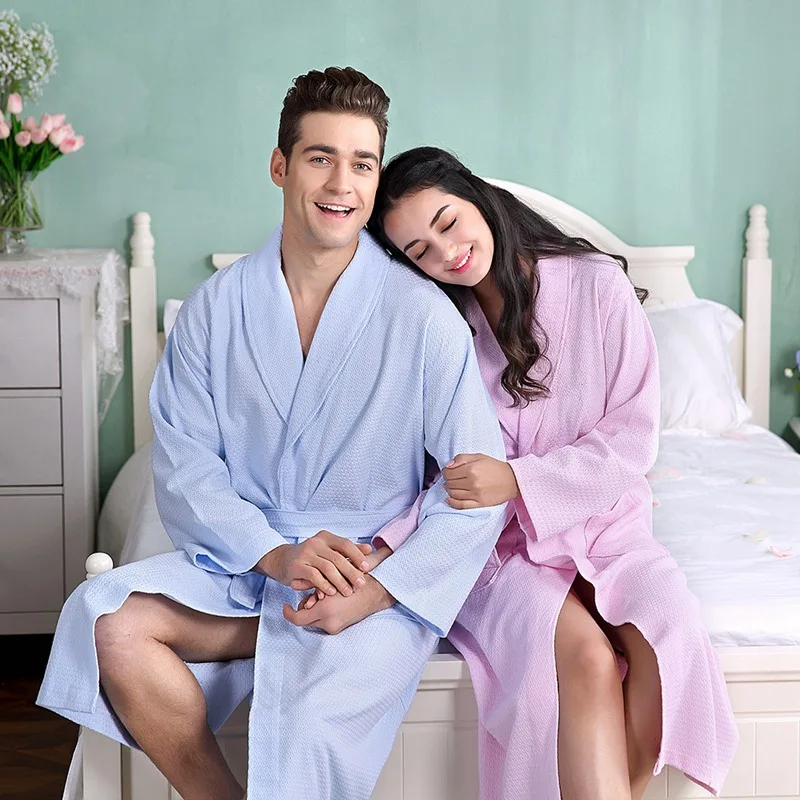 Waffle Bathrobe Women Cotton Soft Kimono Bath Robe Plus Size Sexy Peignoir Dressing Gown Bridesmaid Robes Summer Autumn