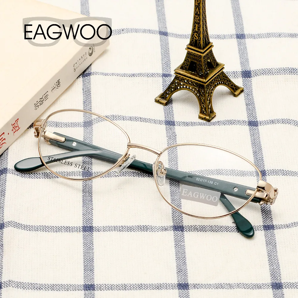 EAGWOO Women Cat Eye Designed Diamond Eyeglasses Full Rim Optical Frame Prescription Eye Glasses Butterfly Red Temple 7805
