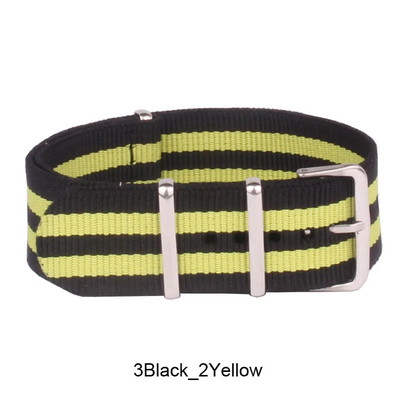 Watch 22 mm bracelet Multi-Color Black Yellow Army Military fabric Woven Nylon watchbands Strap Band Buckle belt 22mm