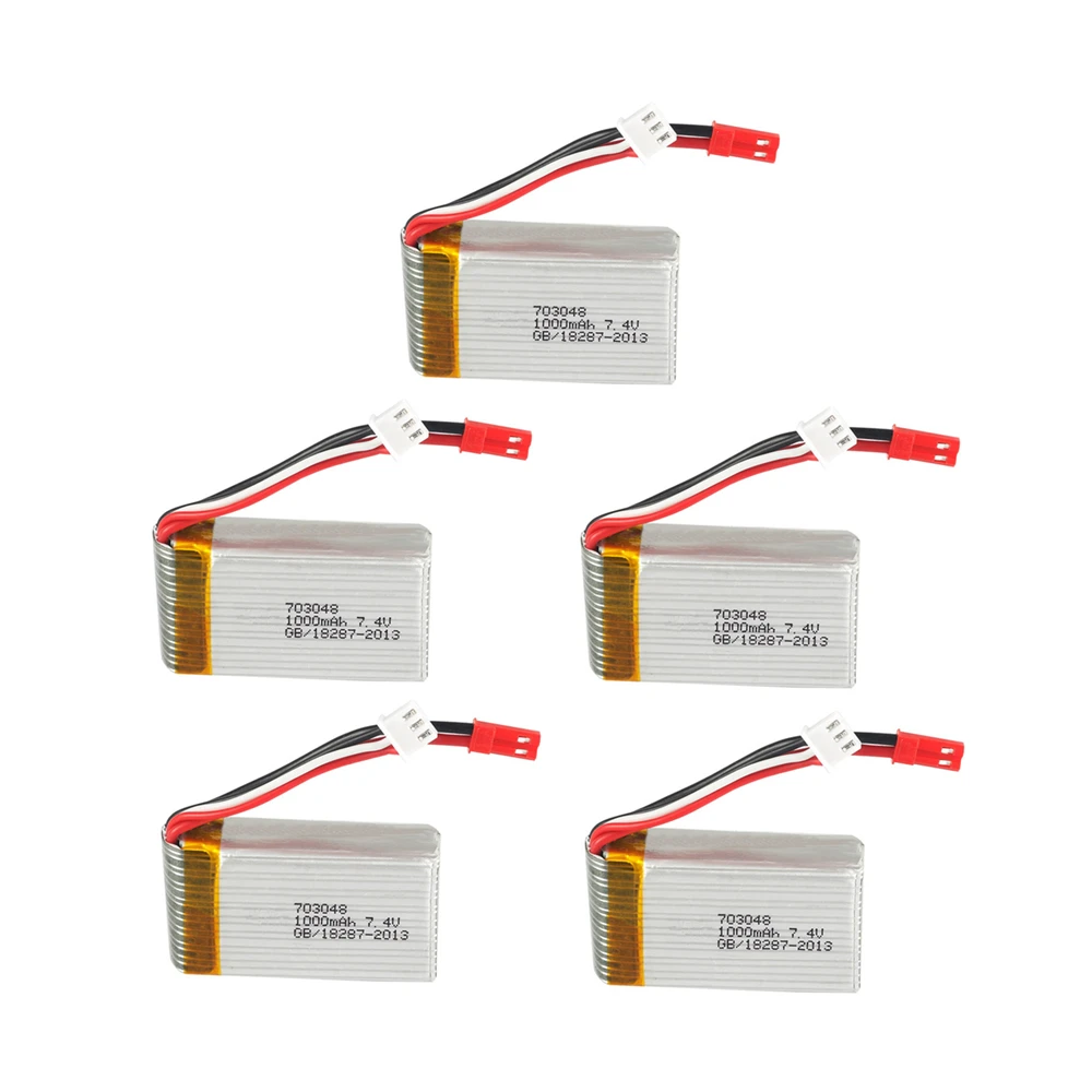 

5pcs 2s 7.4V 1000mah Battery For MJXRC Battery Lipo 7.4 V 1000 mah 703048 2s JST Plug toy battery