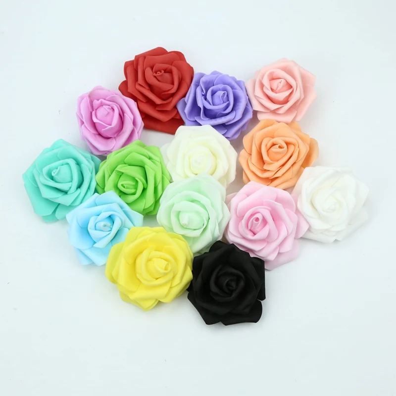 7CM Foam Roses Flower Wall Home Wedding Decoration Bridal Accessories Clearance Scrapbooking Brooch Handmade Artificial Flowers