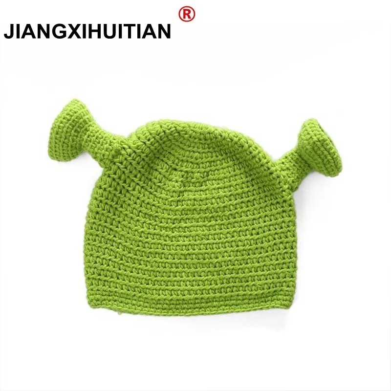 2017 winter hats for women balaclava monster Shrek wool hat creative Funny knitted hat pure hand winter cap men hat