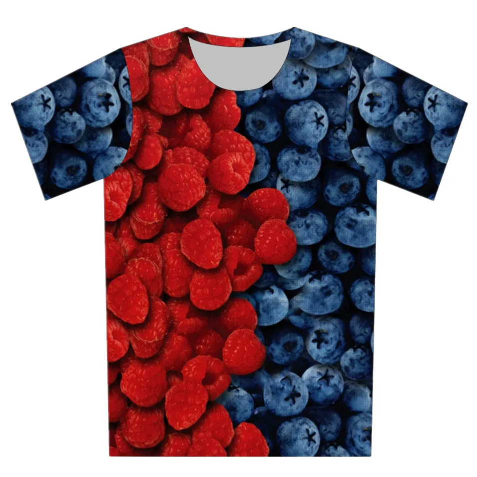 Children Fashion 3D T-Shirt Green Weed Gold Ice Cream Strawberry Blueberry Brand Design T Shirt Boy Girl Summer Wear Tee Tops