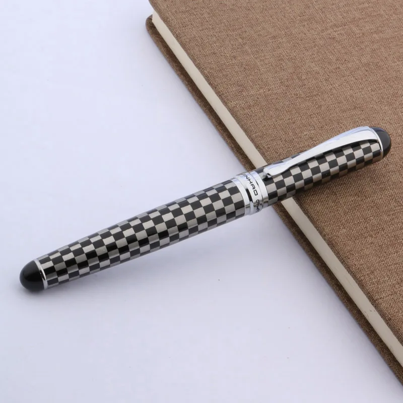 Hoge Kwaliteit Jinhao 750 Zilveren Accessoires Metalen Wit Schaakbord Rollerball Pen Inkt Pennen Balpen Kantoorbenodigdheden