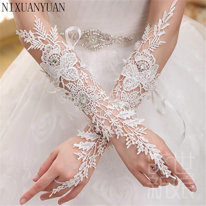 NIXUANYUAN – gants de mariage pour les temps de prospérité de la mariée, longue sangle Design de qualité avec strass dentelle décoration de voiture