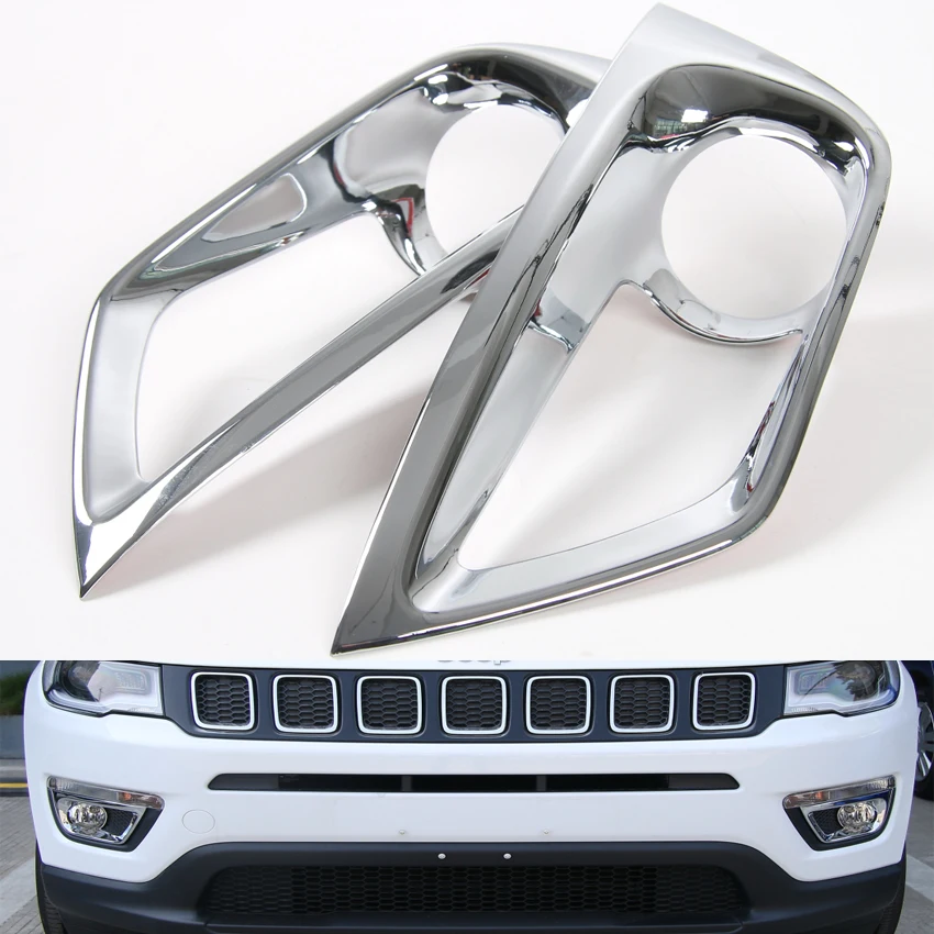 

YAQUICKA 2Pcs/set Front Left and Right Fog Light Lamp Decorative Frame Trim Covers Styling Sequins Fit For Jeep Compass 2017