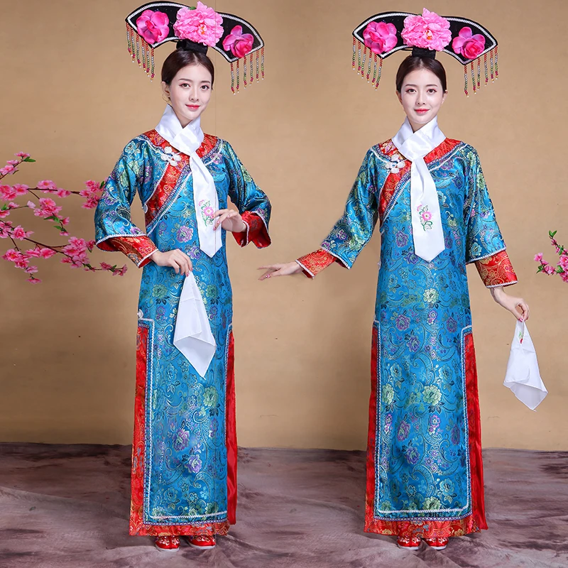 Hot Sale New Chinese Ancient Traditional Infanta Dramaturgic Costume Qing Dynasty Robe Dress Free Shipping costume ball Costume