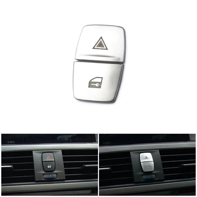 

2pcs Car Styling ABS Chrome Interior Warning Light Switch Button Cover Trim Stickers For BMW 1 2 3 4 Series 3GT 2014 2015 - 2018