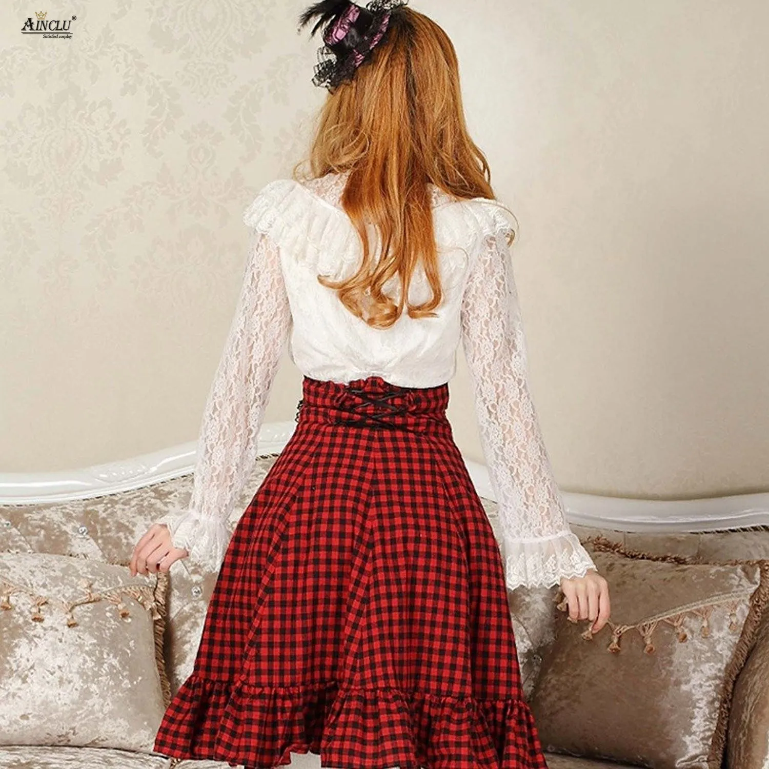 Aanpassen Cosplay Zomer Rokken 2018 Rode Plaid Classic Lolita Kant Rokken Womens Katoen Polyester Meisjes Hoge Taille Rokken