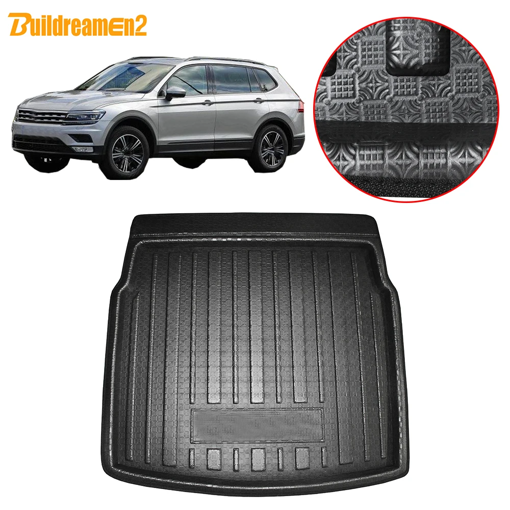 Buildreamen2 Car Rear Trunk Mat Floor Tray Boot Liner Luggage Carpet Cargo Mud Pad Accessories For Volkswagen Tiguan L 2017 2018