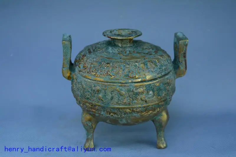 

Rare Old Chinese HanDyansty(25---186)bronze&gold tripod Statue/ Sculpture,best collection&adornment,free shipping