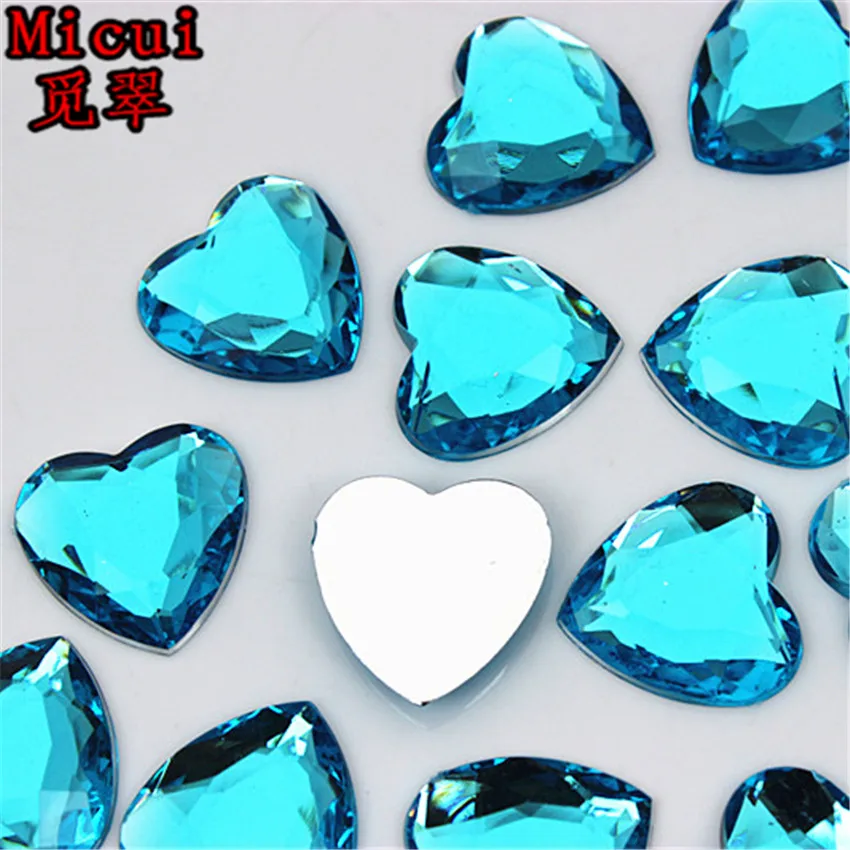 Micui 20pcs 20mm Heart Acrylic Rhinestones Flat Back Stones rhinestones Crystal for clothing crafts Decorations DIY MC644