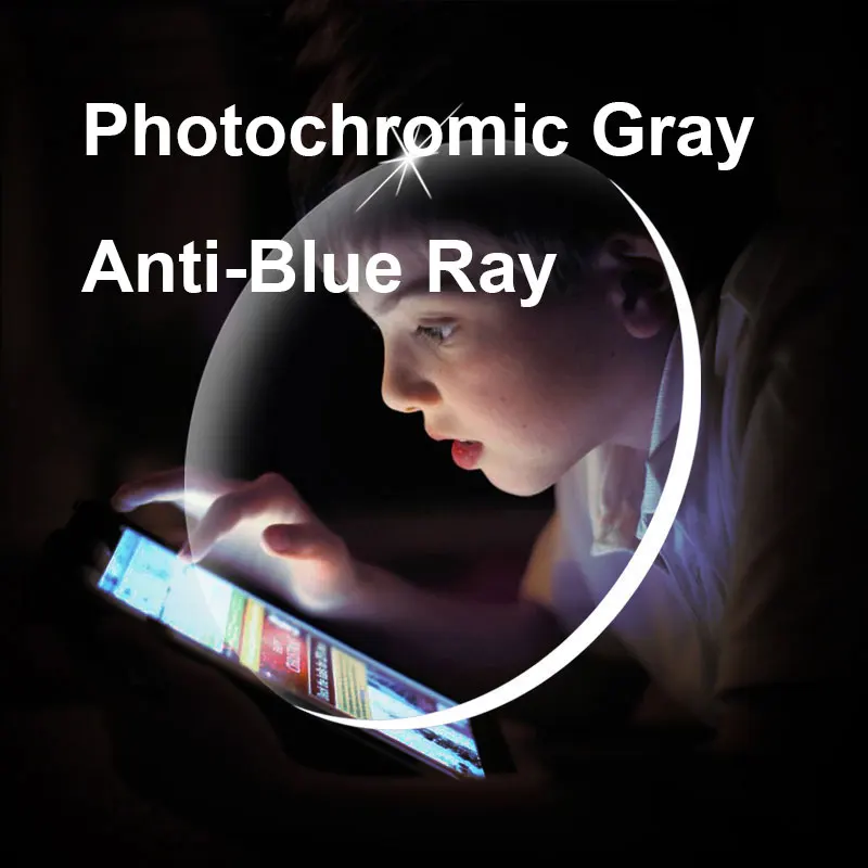 1.67 Photochromic-Gray Lenses with Anti-blue Ray Protection Optical Prescription Glasses Lenses Anti-reflective and Anti-glare